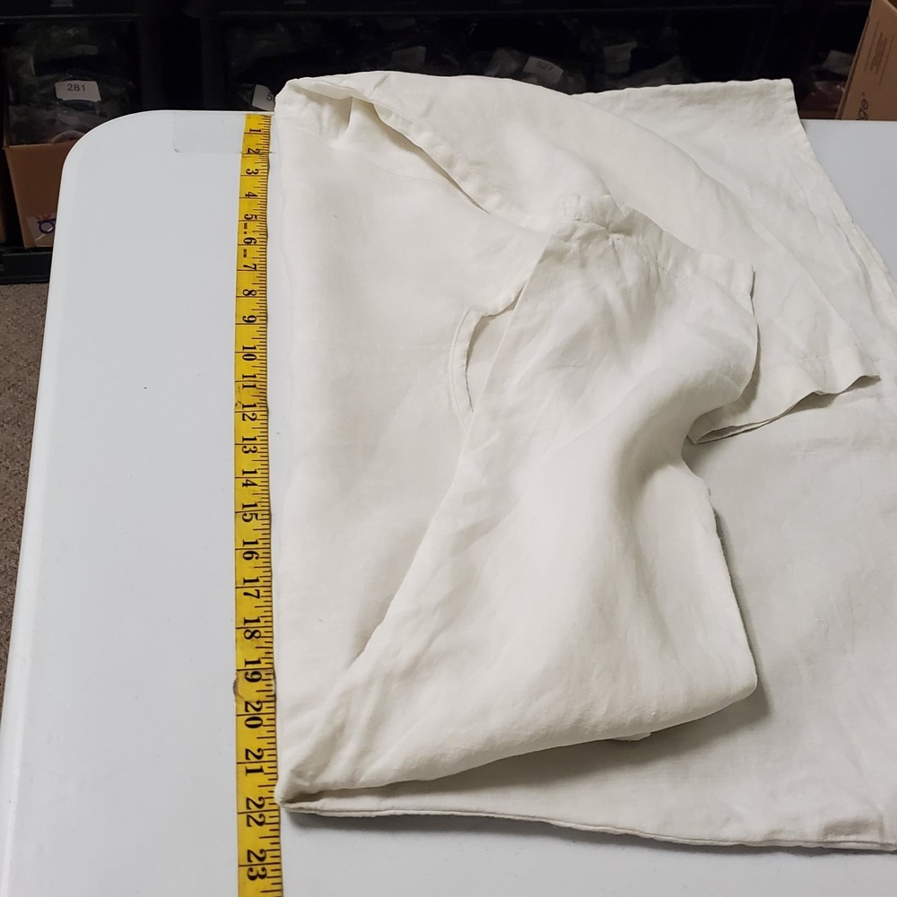Flax Womens Lagenlook Long Sleeve Linen Top Size S White Coastal Beach Nautical - Picture 6 of 9